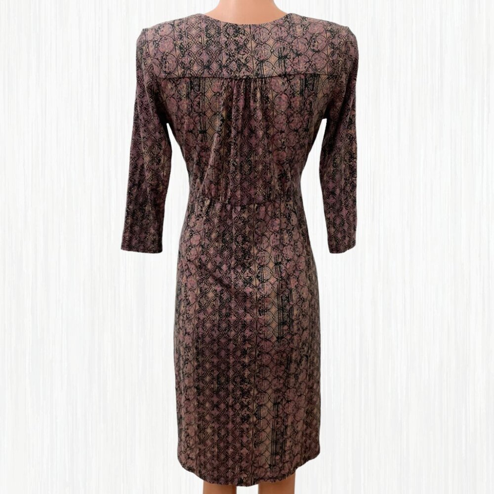Peruvian Connection 16 Faux Wrap Knit Meraux Dress BoHo Print V-Neck 3/4 Sleeve - Picture 2 of 15